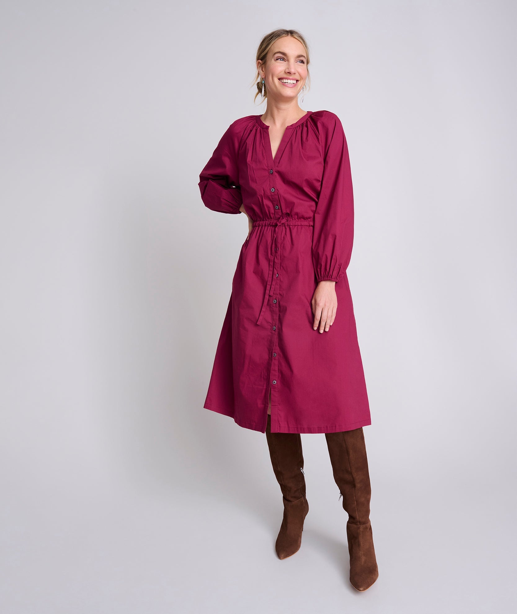 Stretch Cotton Midi Farrah Dress - FINAL SALE